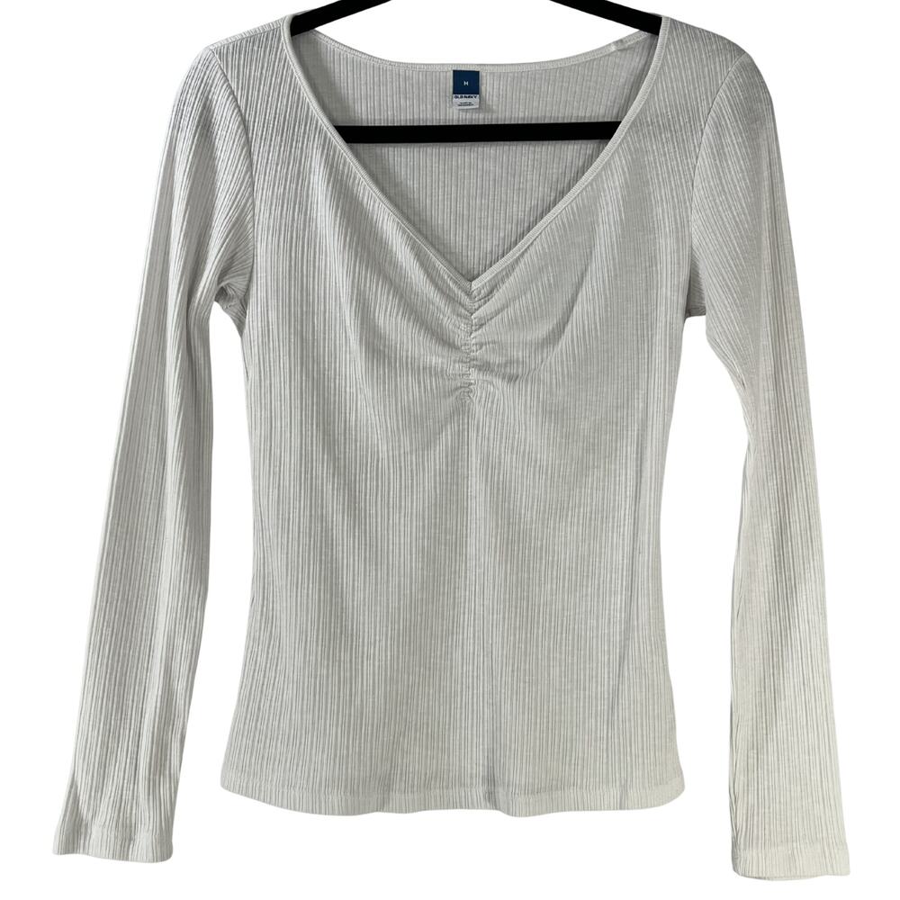 Old Navy Slim Cinch Calla Lily V Neck Long Sleeve Top Size M